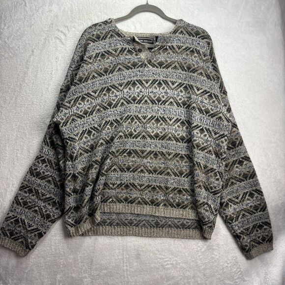 Vtg 90s Streetwear David Taylor Mens XLT  Ribbed Knit Sweater Beige USA - Picture 1 of 6